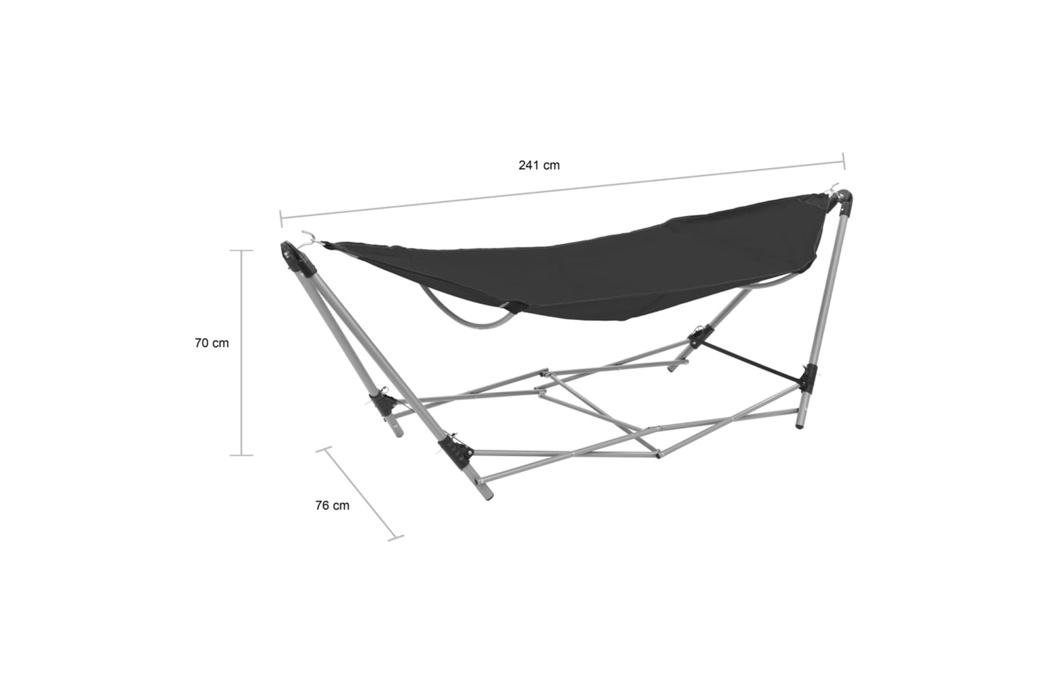 Vidaxl 44365 Hammock With Foldable Stand Black-10