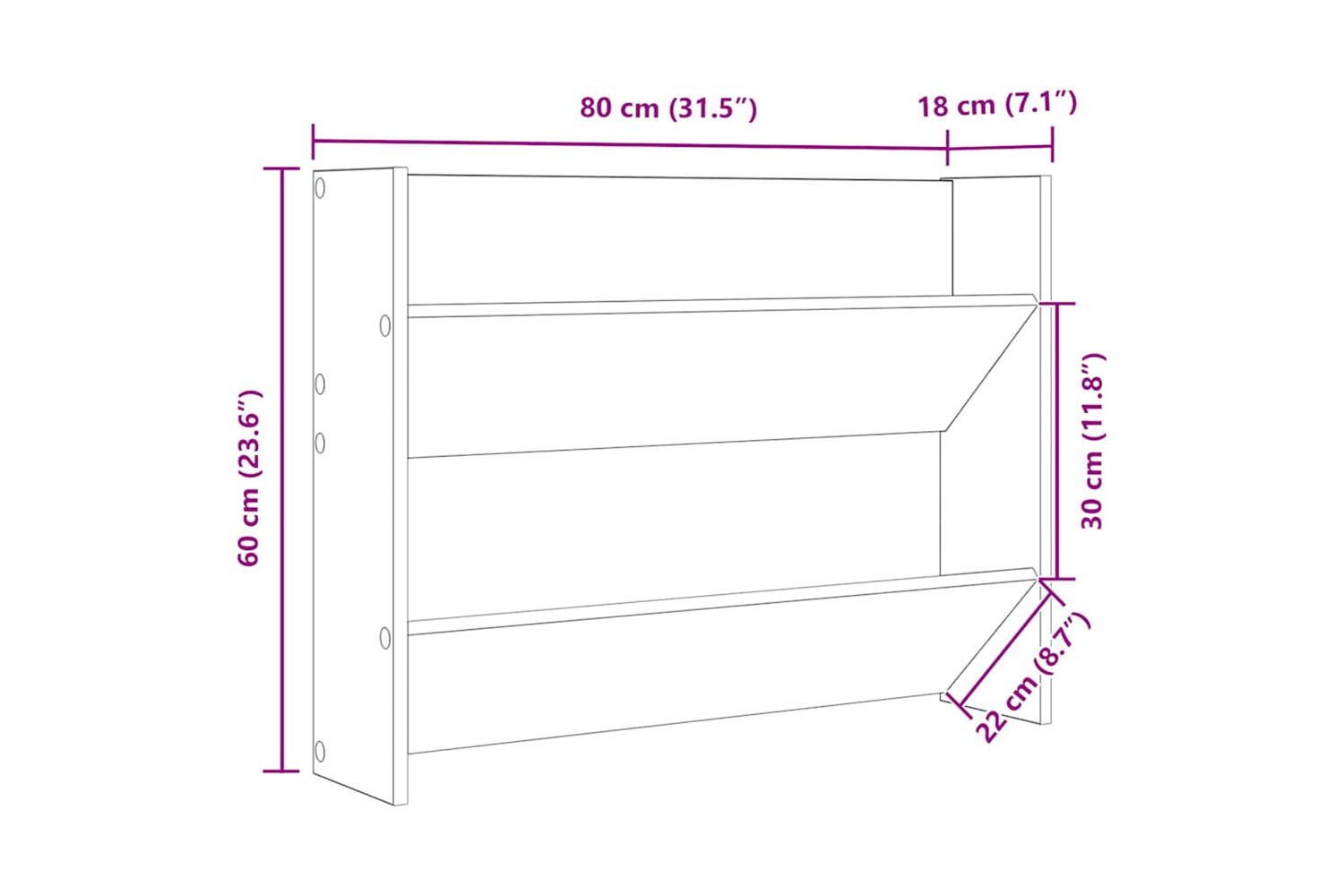 vidaXL 806757 Wall Shoe Cabinet High Gloss Grey 80x18x60cm Engineered Wood-9