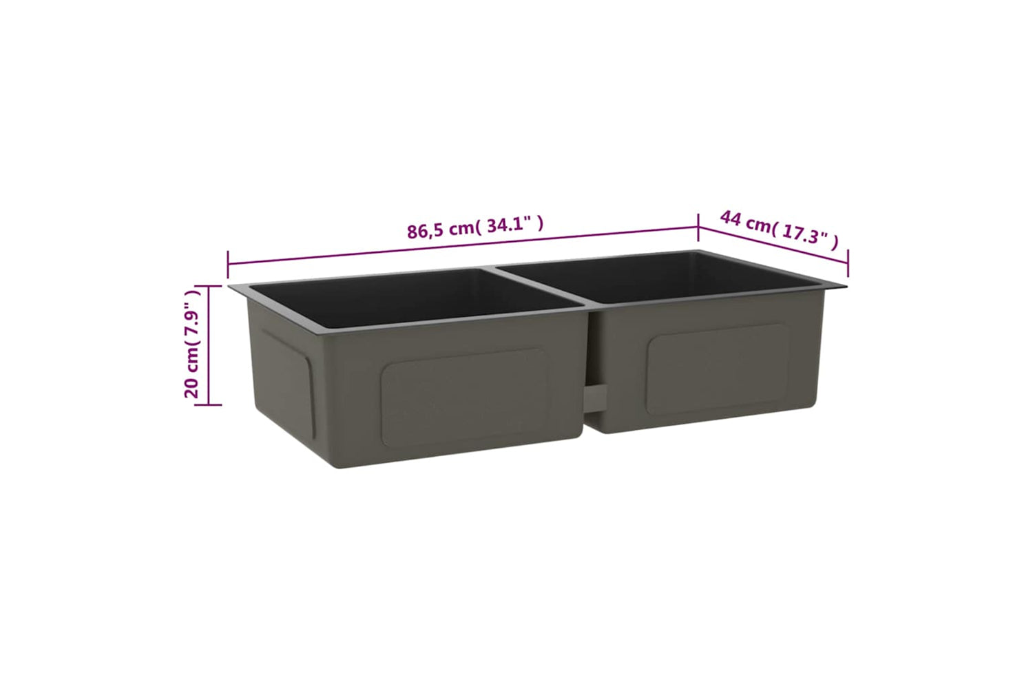 Vidaxl 51523 Handmade Kitchen Sink Black Stainless Steel-9