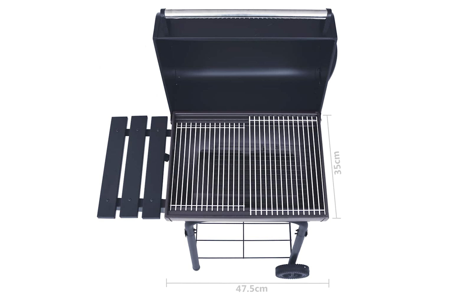 Vidaxl Charcoal Bbq Grill Smoker With Bottom Shelf Black-10