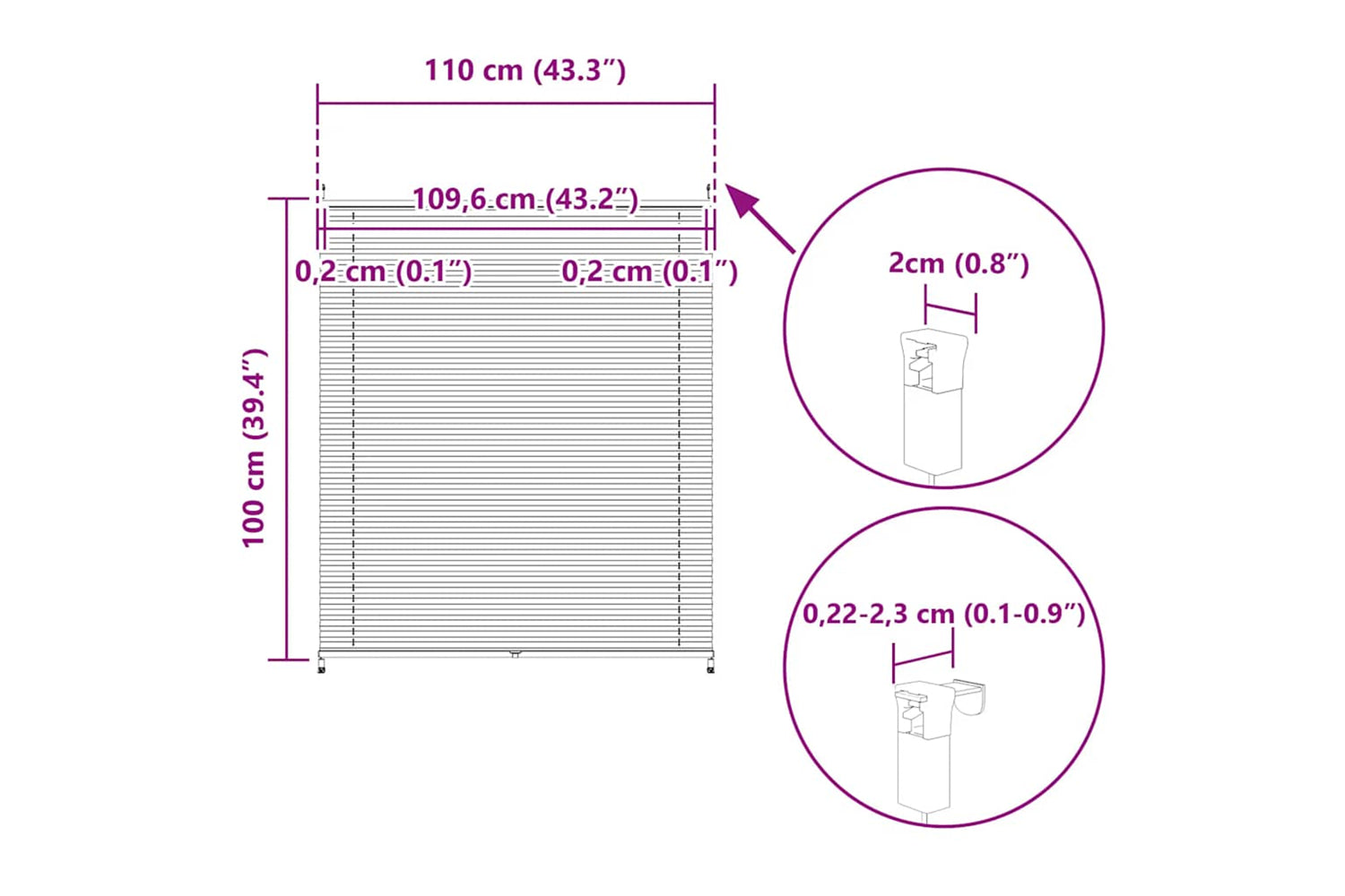 Vidaxl Plisse Blind 110x100cm White Pleated Blind-9