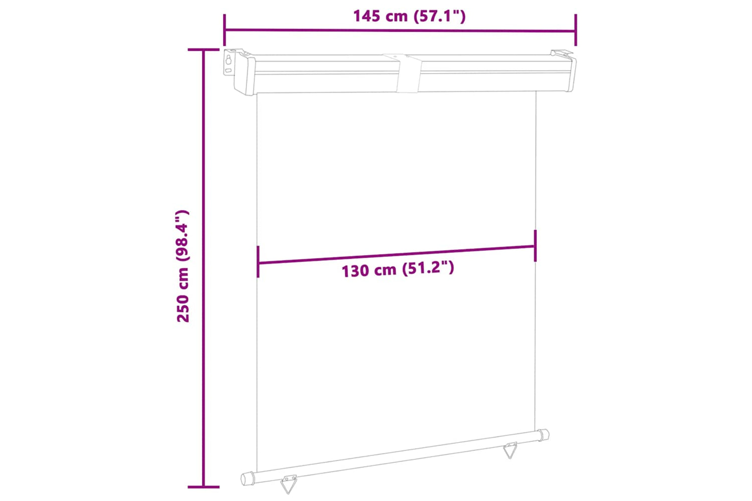 vidaXL 48425 Balcony Side Awning 140x250cm Cream-10