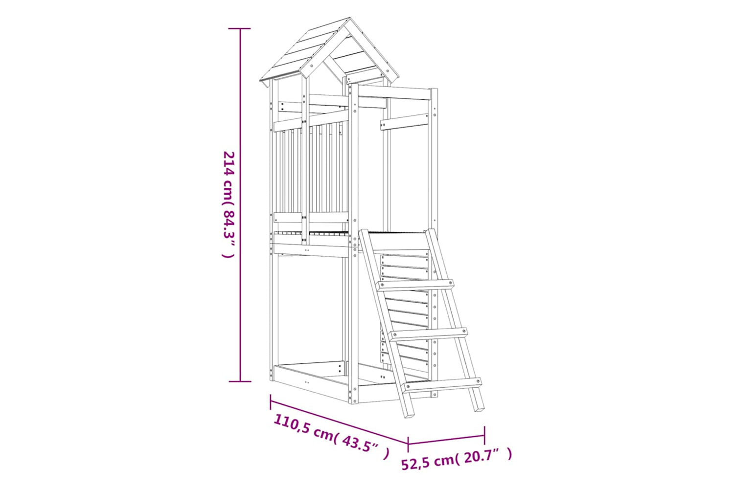 Vidaxl Outdoor Playset 52.5x110.5x214 Cm Impregnated Wood Pine-10