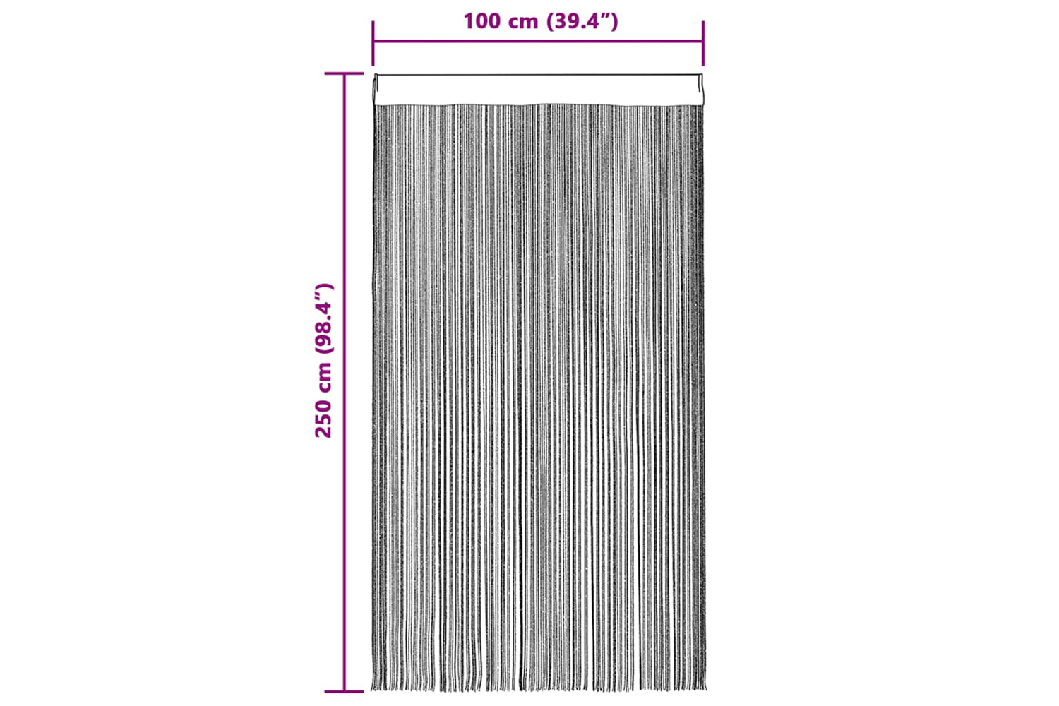 vidaXL 132400 String Curtains 2 Pcs 100x250cm Black-10