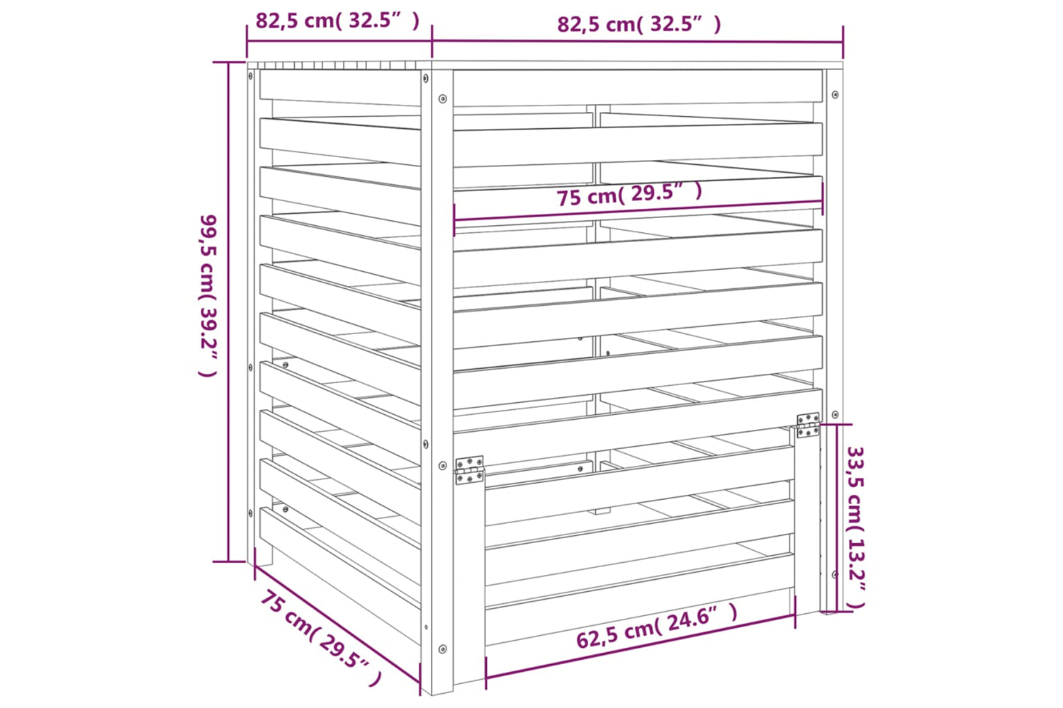 vidaXL 823816 Composter White 82.5x82.5x99.5cm Solid Wood Pine-9