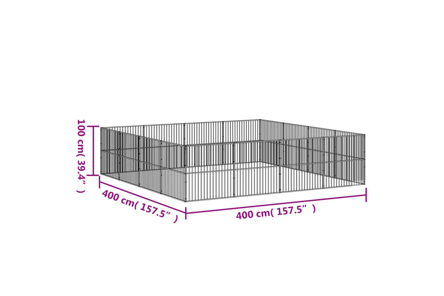 Vidaxl 3209555 Dog Playpen 16 Panels Black Galvanised Steel-9