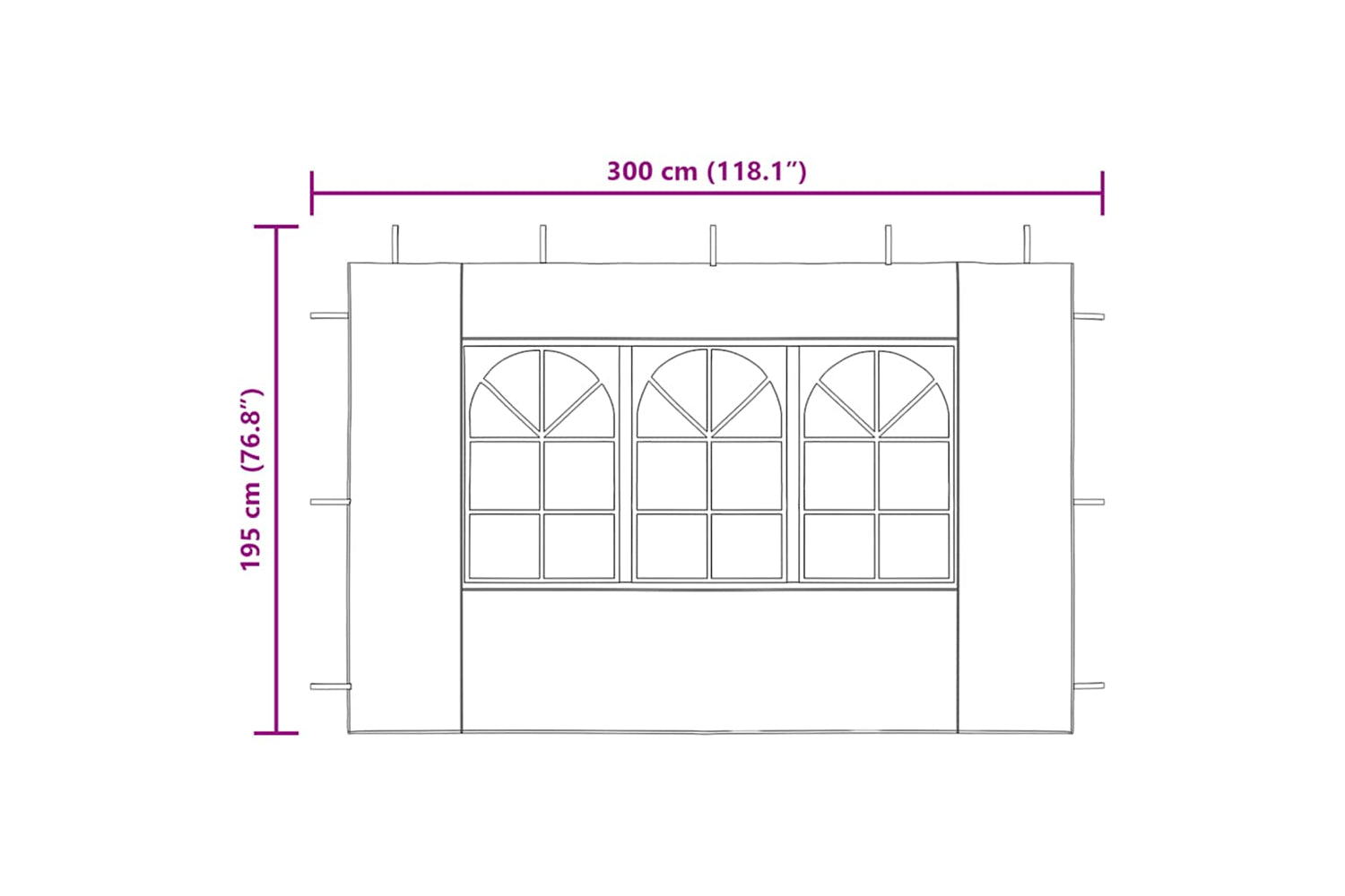vidaXL Party Tent Sidewall 2 Pcs With Window Pe White-9
