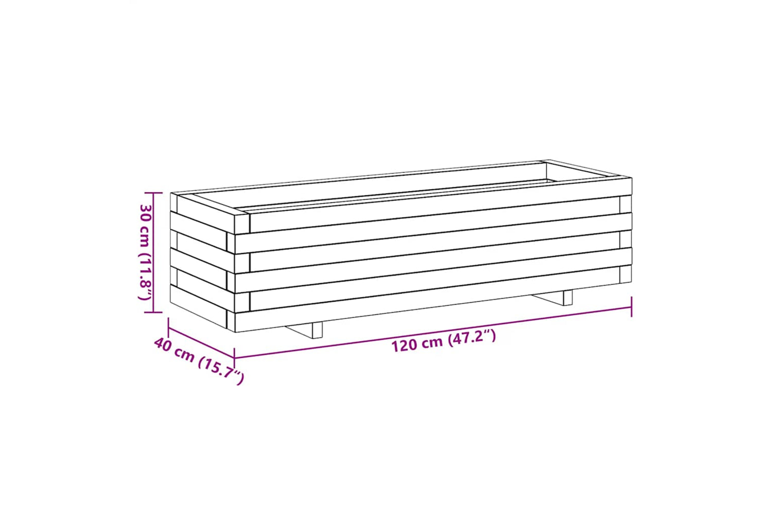 vidaXL 41661 Raised Bed 120x40x30cm Wood Rectangular-10