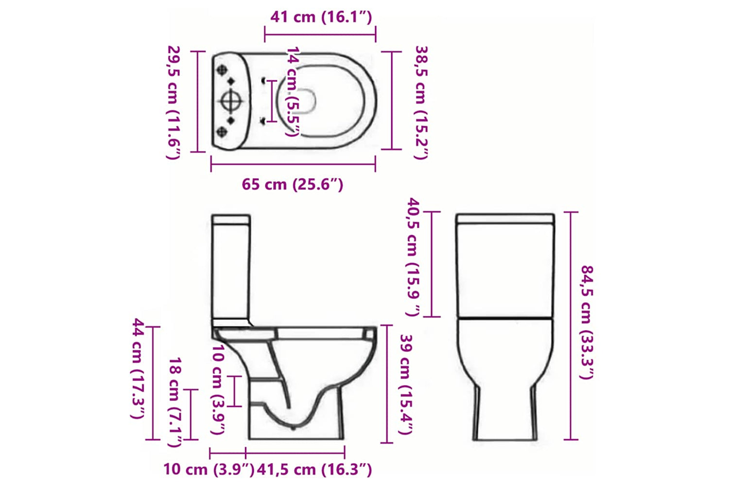 Vidaxl 140298 Ceramic Toilet Back Water Flow Black-9