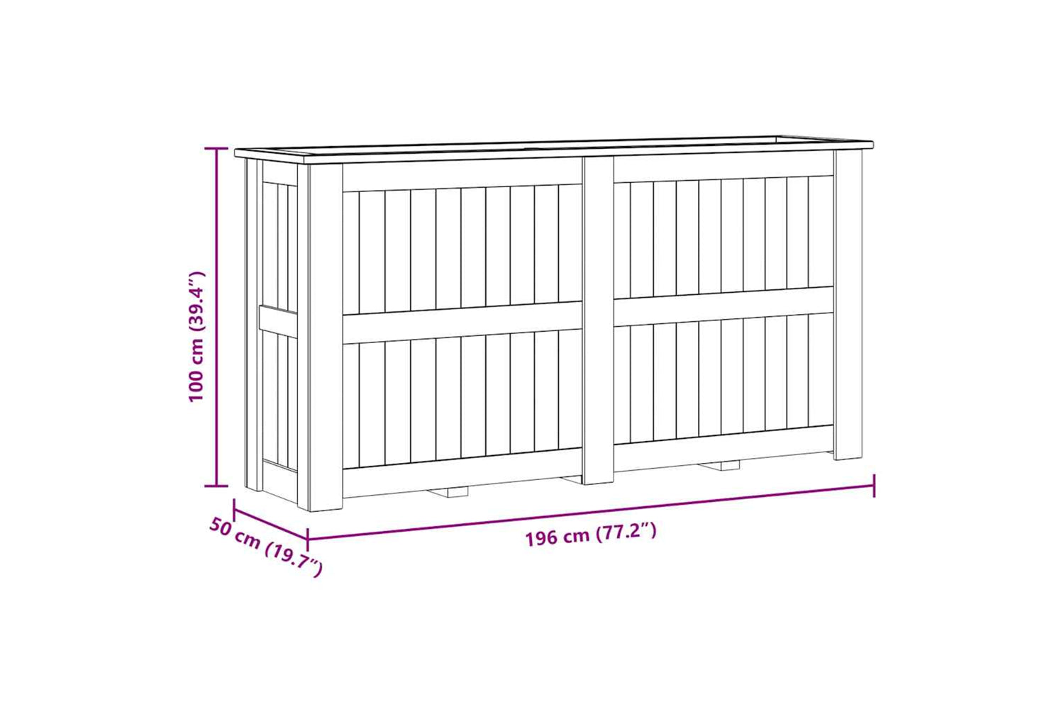 vidaXL 49099 Raised Bed 196x50x100cm Impregnated Pinewood-10