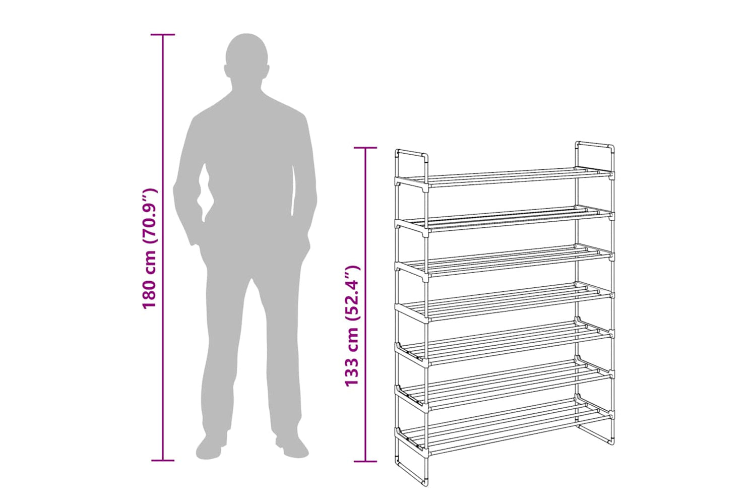 Vidaxl 245627 Shoe Rack With 7 Shelves Metal And Plastic Black-9