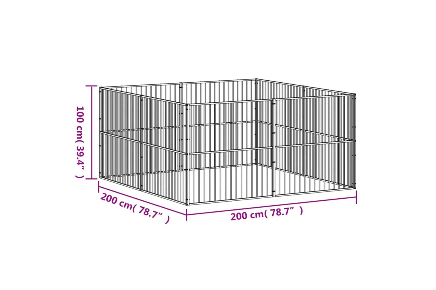 Vidaxl 3209553 Dog Playpen 8 Panels Black Galvanised Steel-9