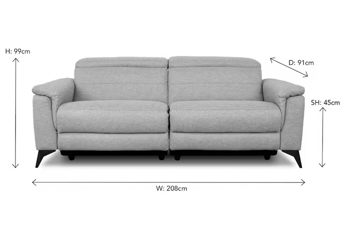 Penny 3 Seater Sofa | Power Recliner | Fabric | Grey-3