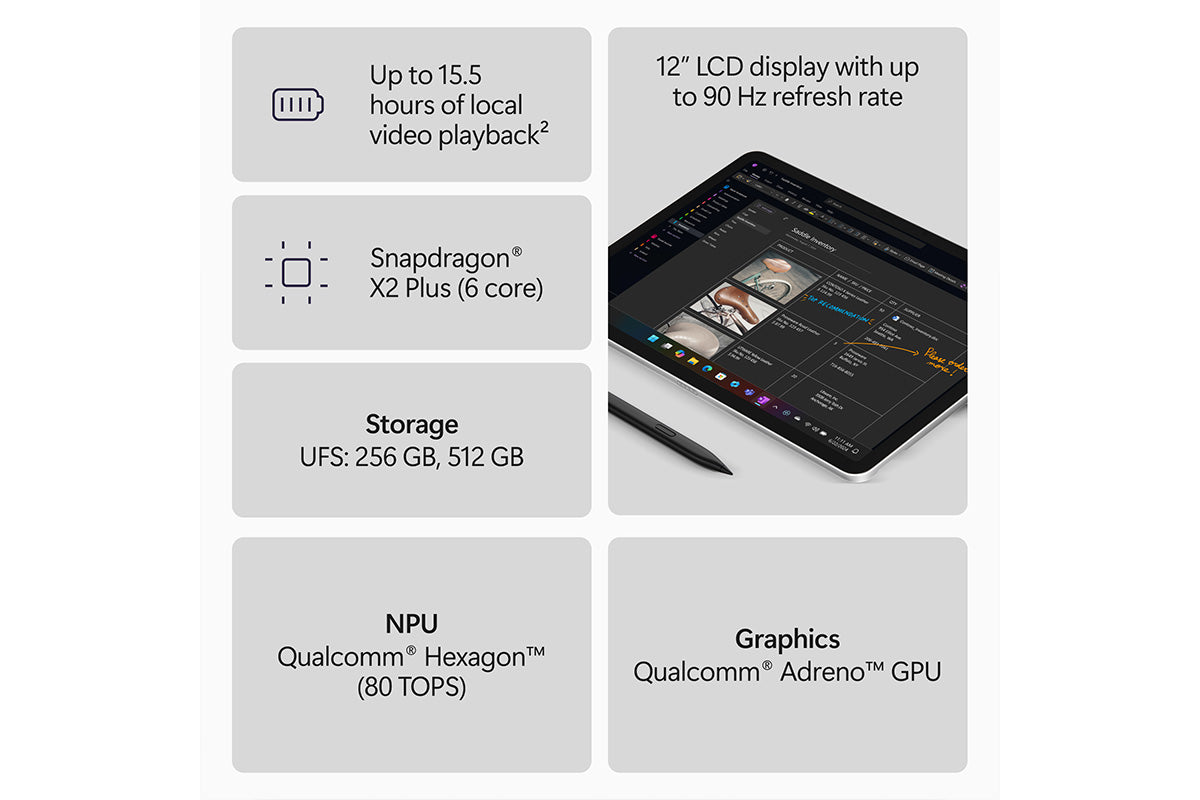 Microsoft Surface Pro 12" | Copilot+ PC | Snapdragon® X2 Plus (6 Core) | 16GB | 256GB | Platinum-15