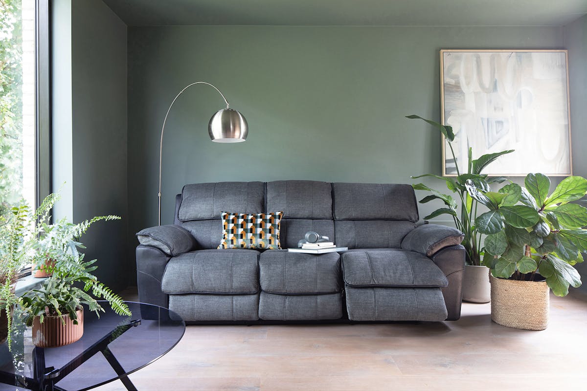 Potts 3 Seater Sofa | Manual Recliner | Grey-2