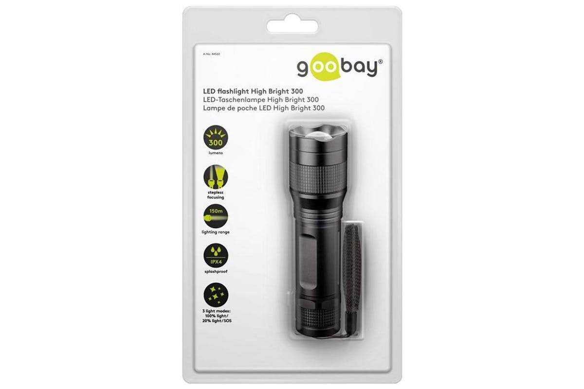 Goobay 300lm High Bright LED Torch | Black-4