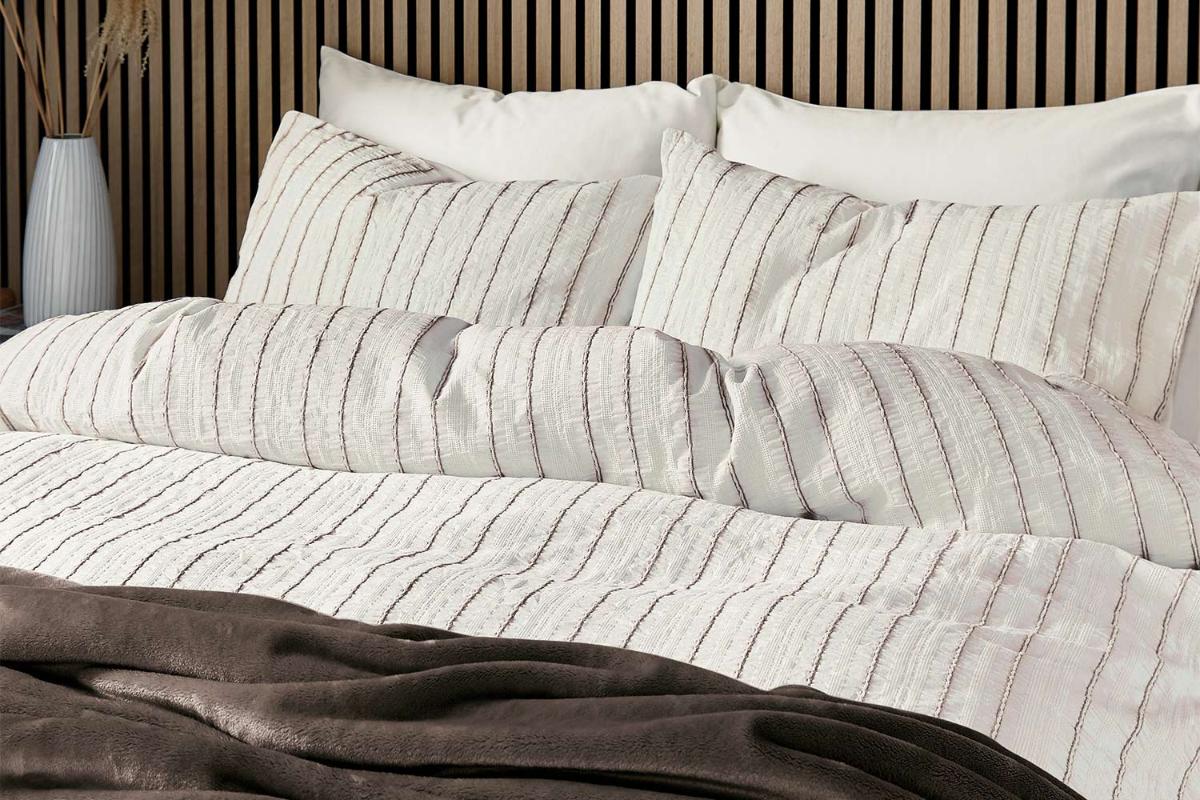 Calico & Chalk | Waffle Stripe Duvet Cover Set | Brown | Super King-3