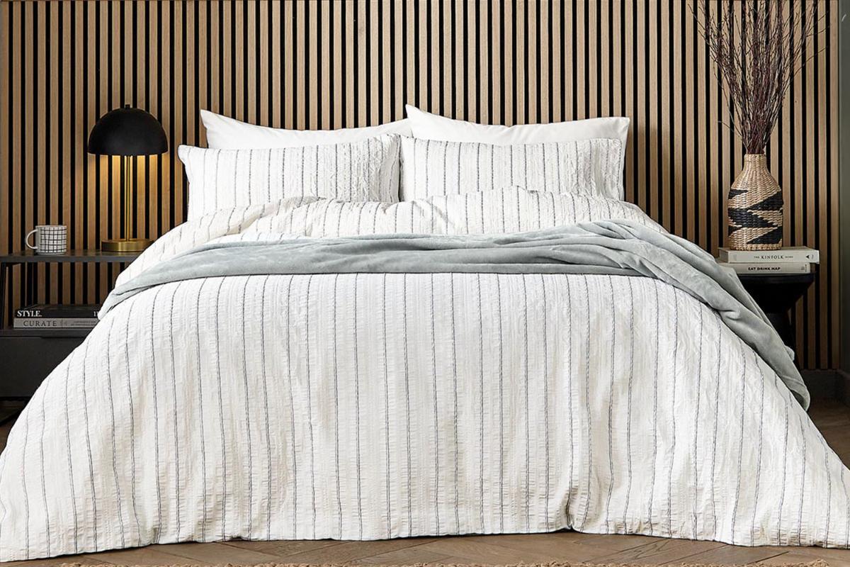 Calico & Chalk | Waffle Stripe Duvet Cover Set | Grey | Double