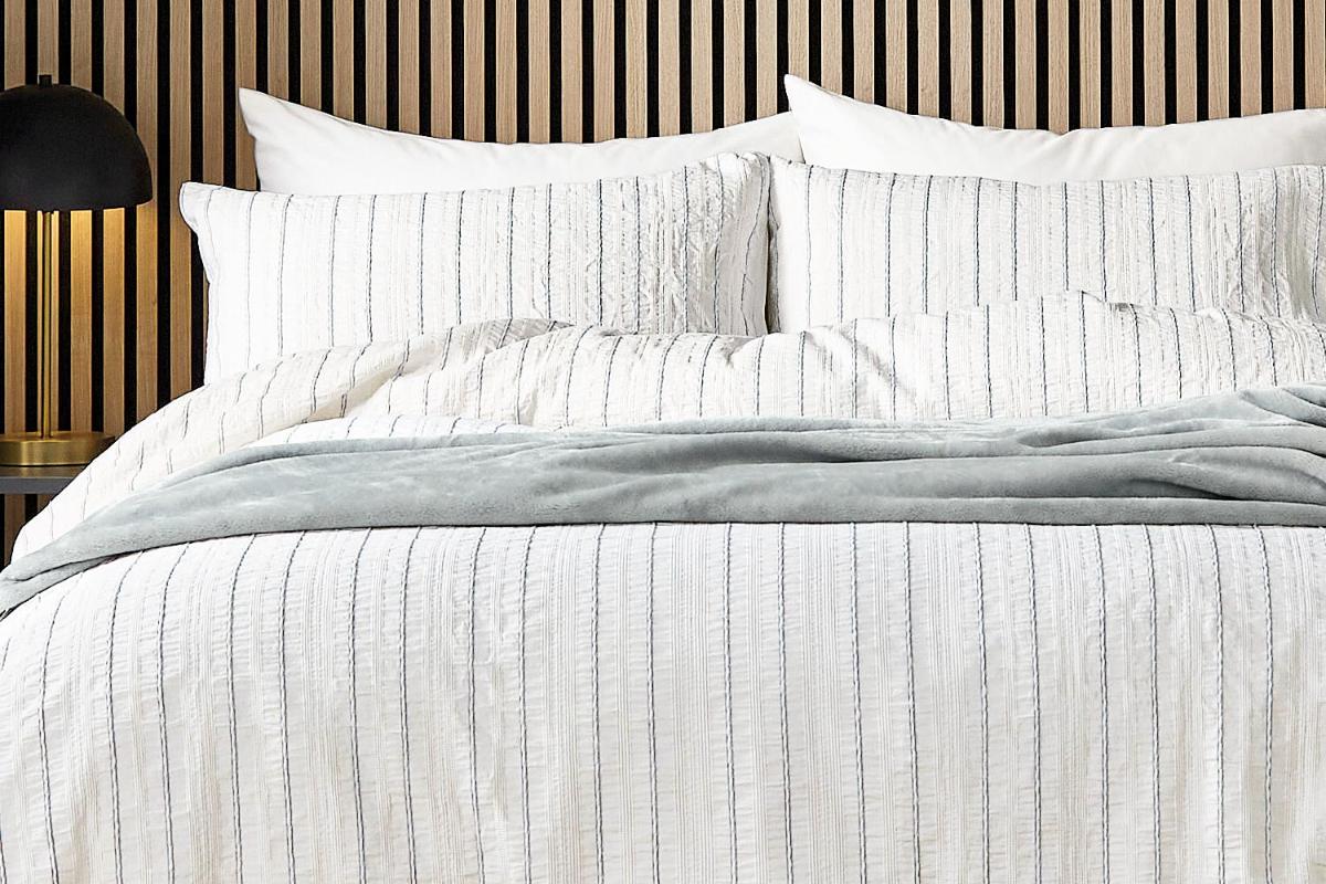 Calico & Chalk | Waffle Stripe Duvet Cover Set | Grey | Double-2