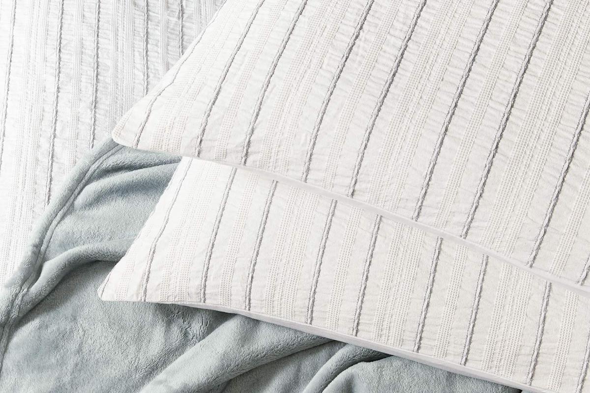 Calico & Chalk | Waffle Stripe Duvet Cover Set | Grey | Super King-3