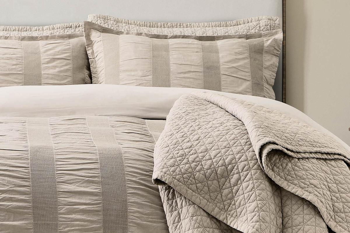 Bedeck of Belfast | Woven Waffle Stripe Duvet Cover Set | Linen | Double-4