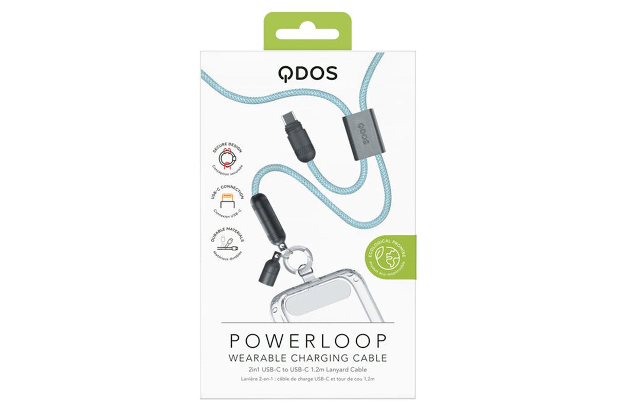 QDOS Powerloop 2-in-1 Lanyard with USB-C Cable | Blue-6