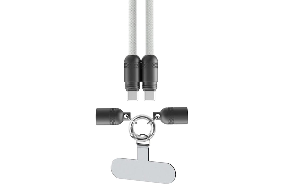 QDOS Powerloop 2-in-1 Lanyard with USB-C Cable | White-3