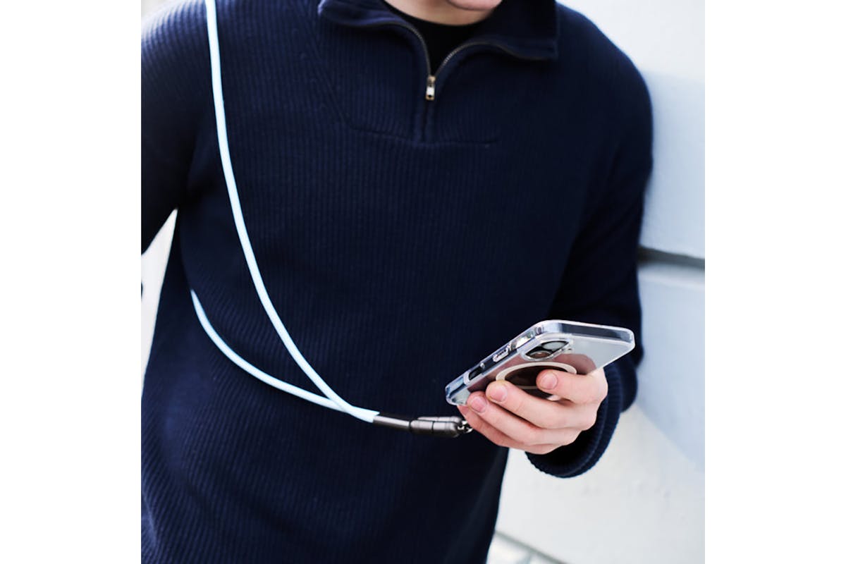 QDOS Powerloop 2-in-1 Lanyard with USB-C Cable | White-6
