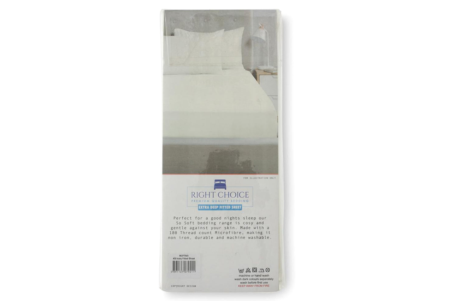Right Choice | Lux 180TC Microfibre Extra Deep Fitted Sheet | Ivory | Single-4