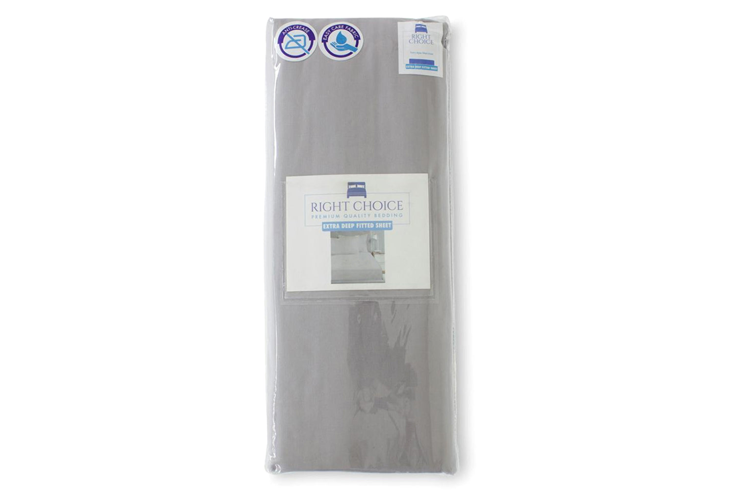 Right Choice | Lux 180TC Microfibre Extra Deep Fitted Sheet | Silver | Single