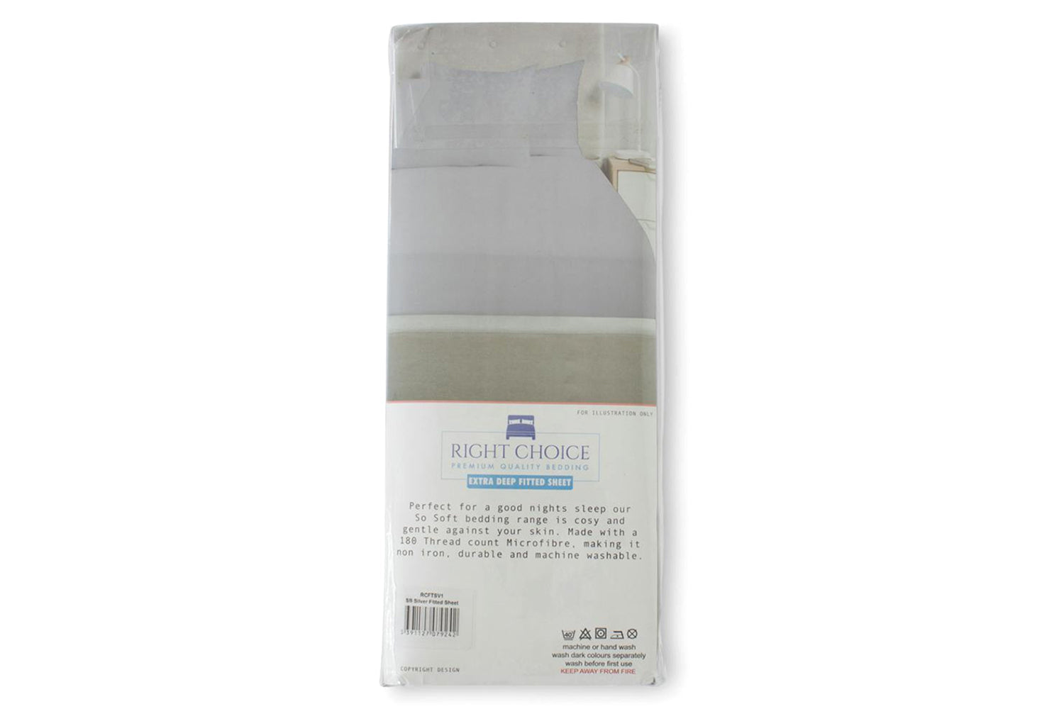 Right Choice | Lux 180TC Microfibre Extra Deep Fitted Sheet | Silver | King-4