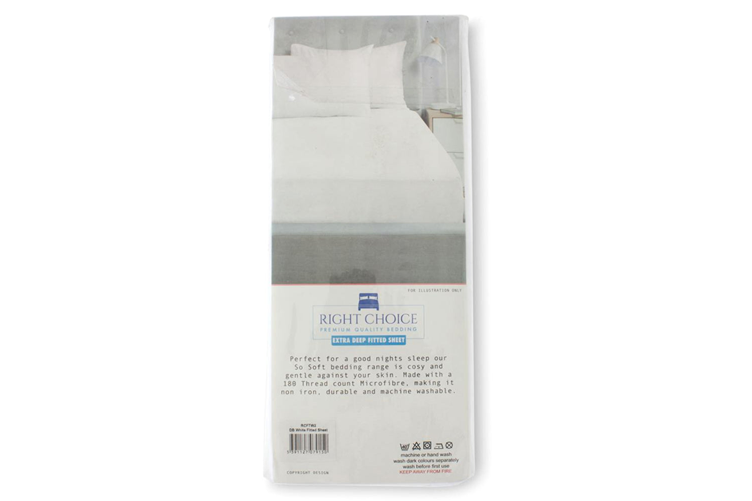 Right Choice | Lux 180TC Microfibre Extra Deep Fitted Sheet | White | Single-4