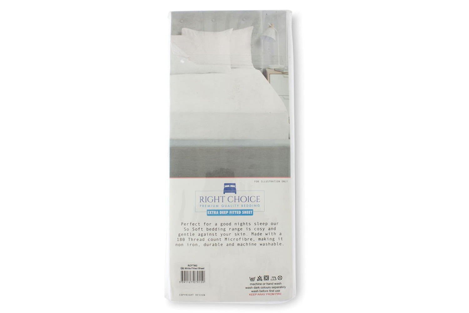 Right Choice | Lux 180TC Microfibre Extra Deep Fitted Sheet | White | Double-4