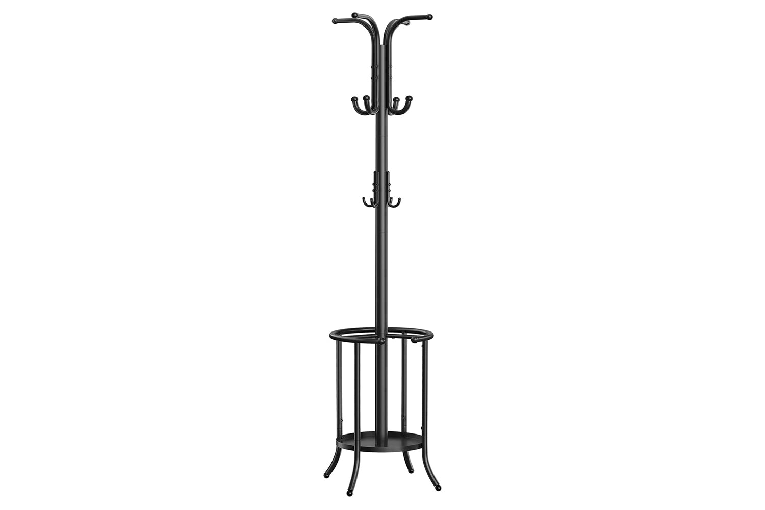 Songmics Coat Rack Freestanding, Coat Stand With Umbrella Holder, 12 Hooks, Metal, 175 Cm Tall, For Entryway, Hallway, Living Room, Bedroom, Ink Black Rcr011b01