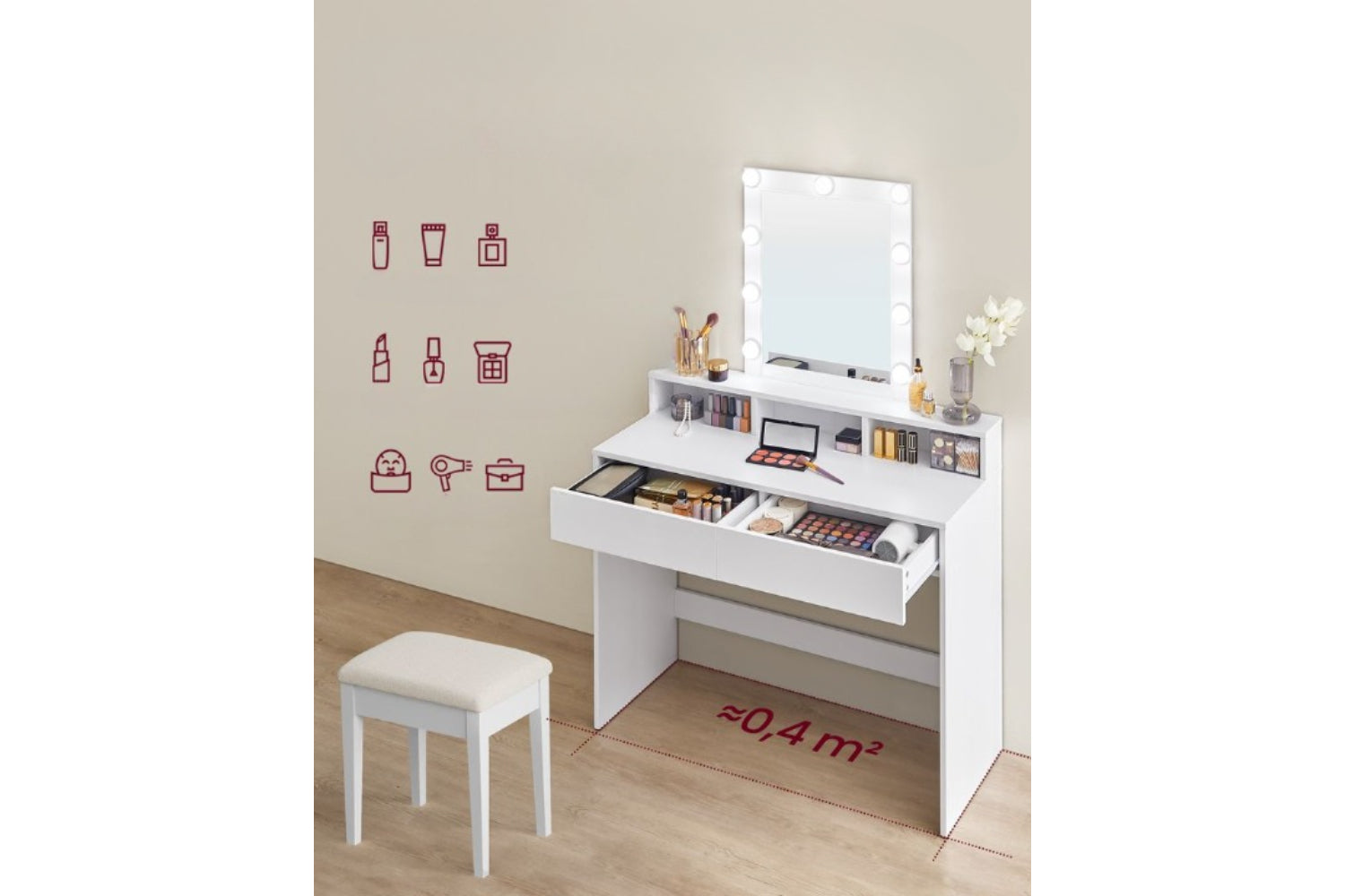 Vasagle Rdt164w01 - Vanity Table-2