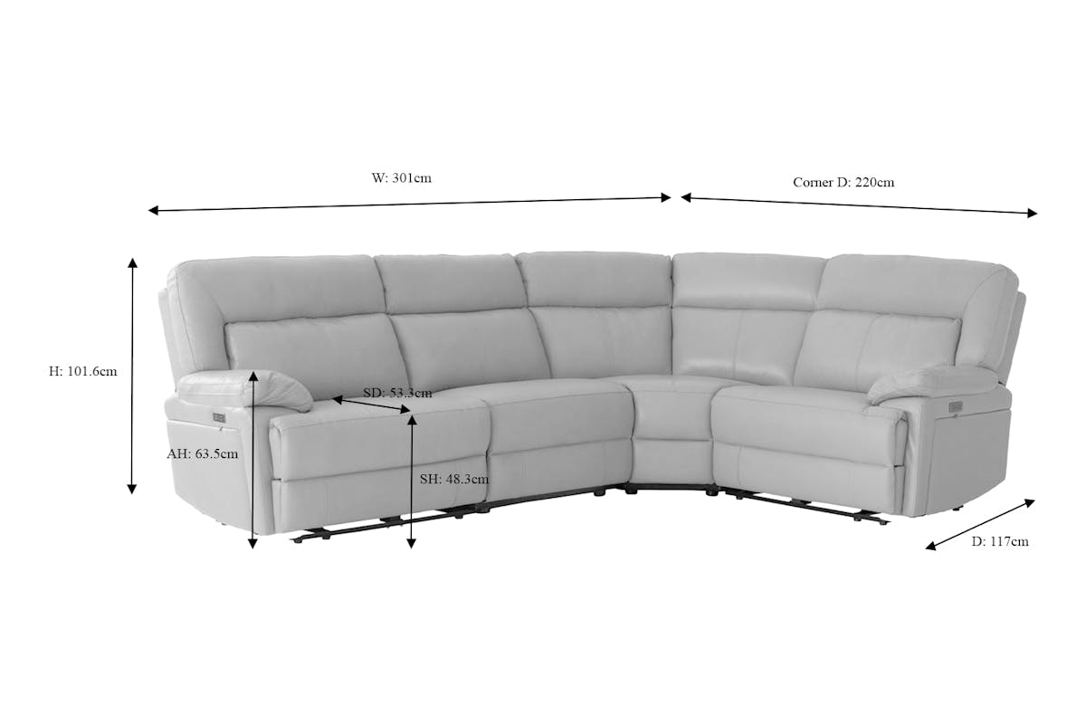 Rea Corner Sofa | Small | Power Recliner | Mink-3