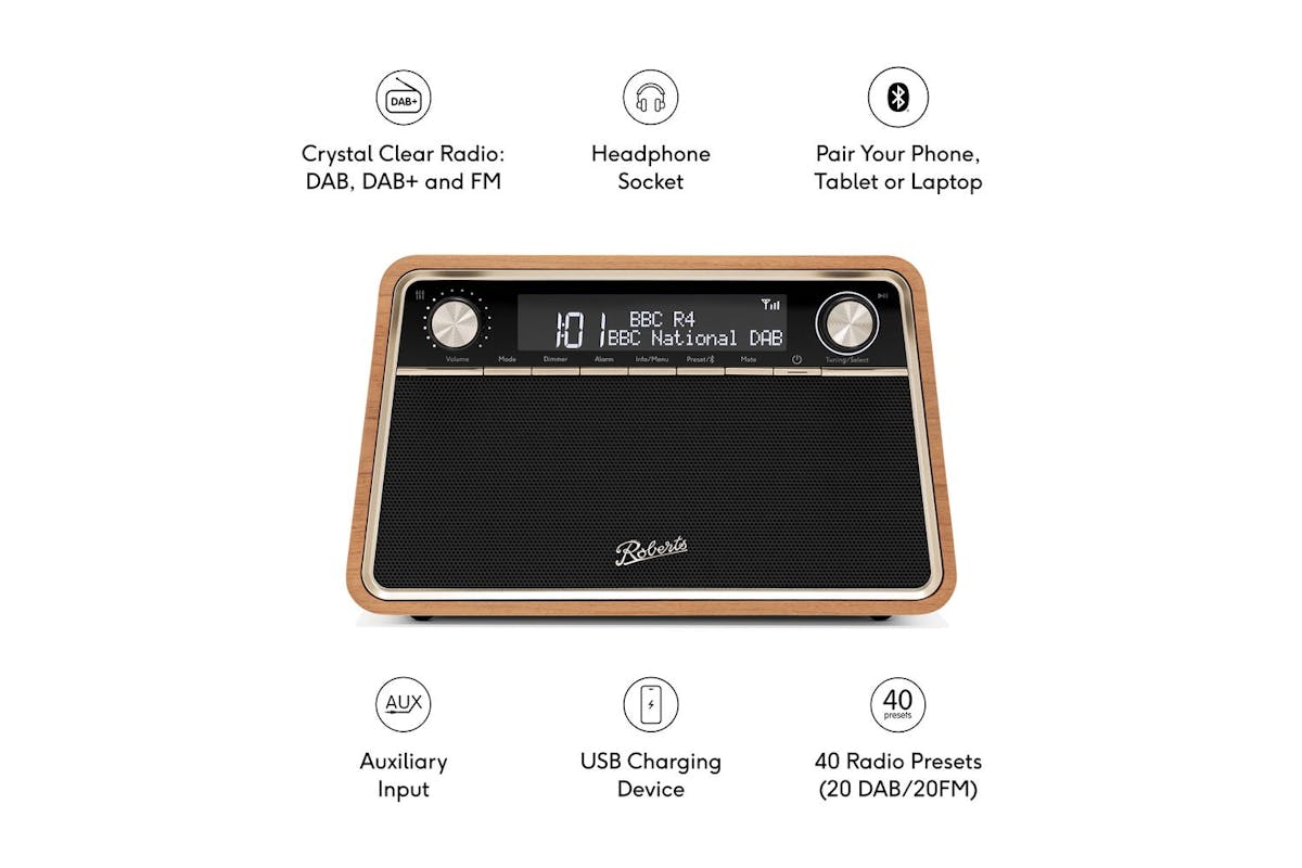 Roberts Reva Bluetooth Table Top Radio | Cherry-6