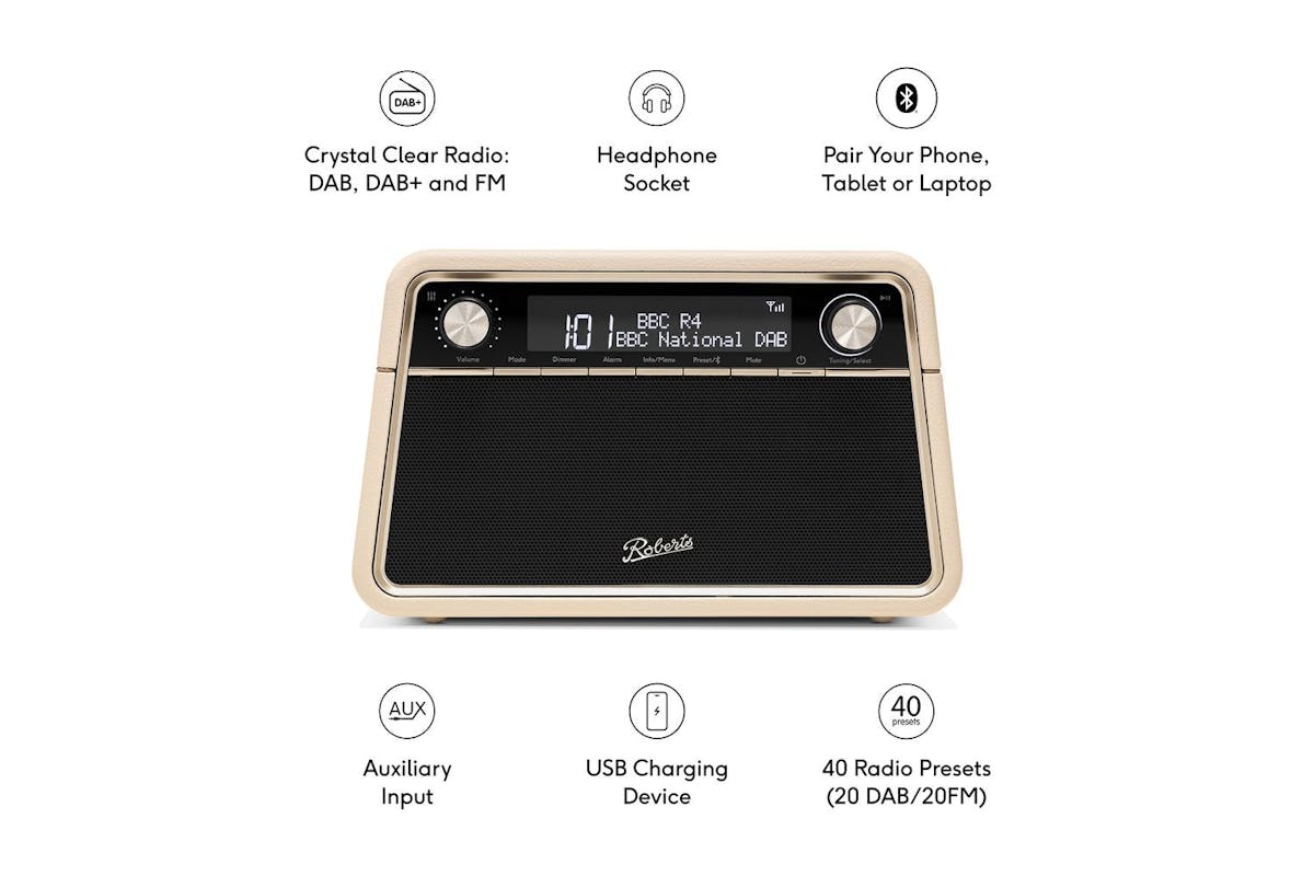 Roberts Reva Bluetooth Table Top Radio | Pastel Cream-6