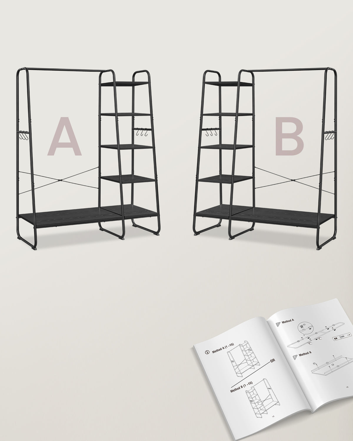 Vasagle Clothes Rail | Clothes Rack With Shoe Shelf | Ebony Black And Matte Black | 5-tier Storage-5