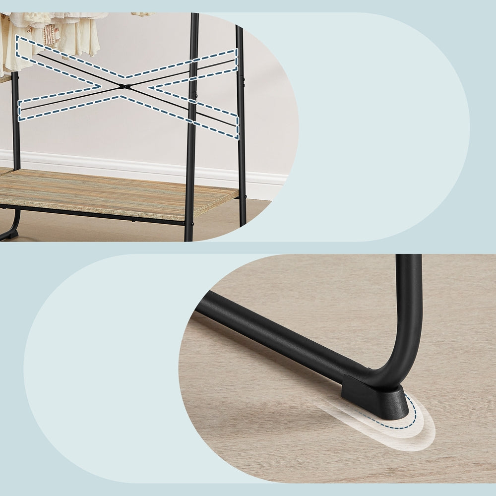 Vasagle Clothes Rail | Clothes Rack With Shoe Shelf | Particleboard & Steel | 120 X 45 X 160 Cm-7
