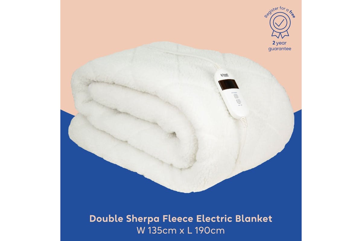 Russell Hobbs Luxury Sherpa Fleece Double Electric Heated Blanket | RHBDB8004-2