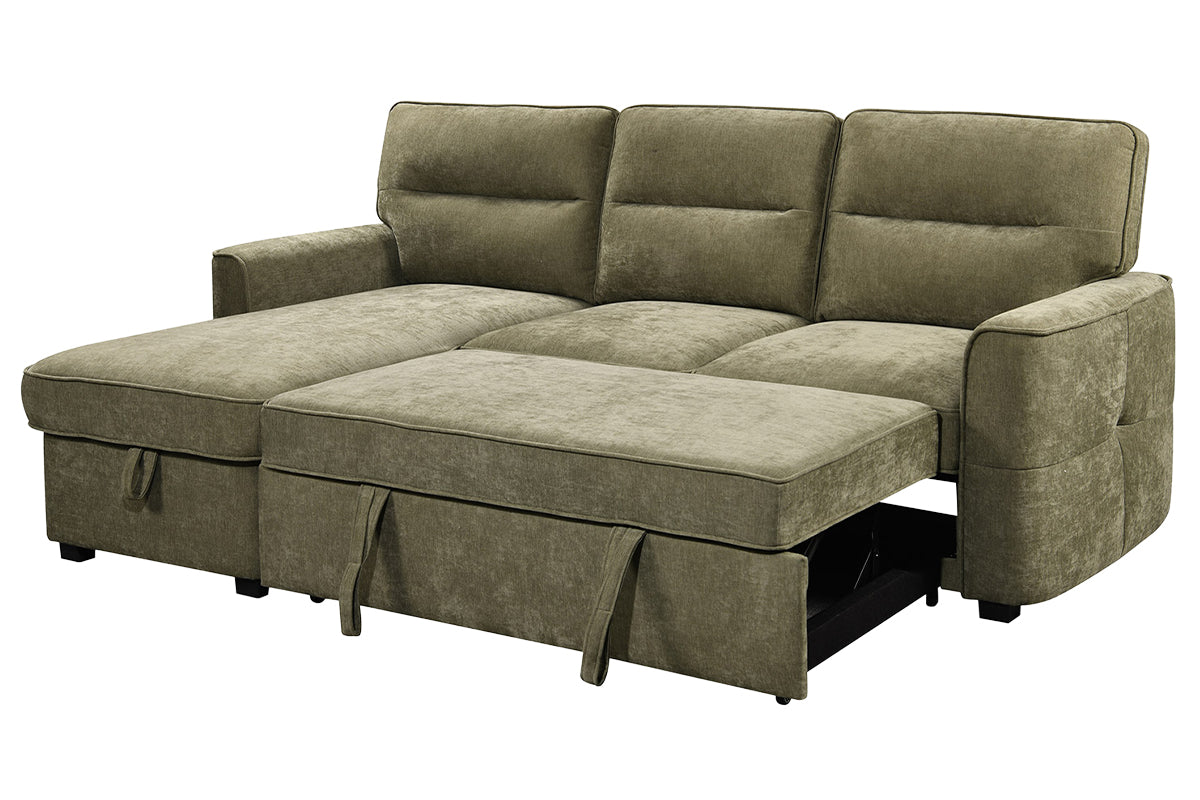 Rian Sofabed | 2 Seater | Storage Chaise | Green-2