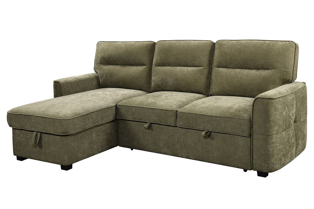 Rian Sofabed | 2 Seater | Storage Chaise | Green