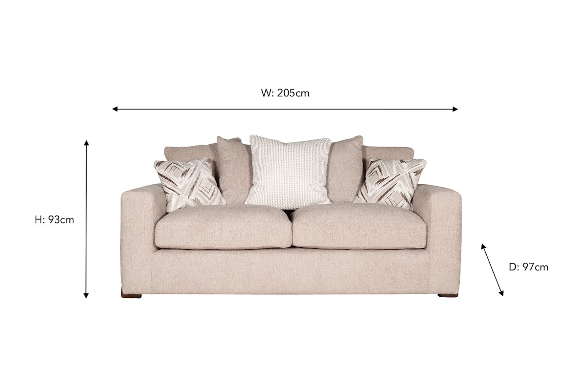 Romeo 3 Seater Sofa | Pillow Back | Fabric-3