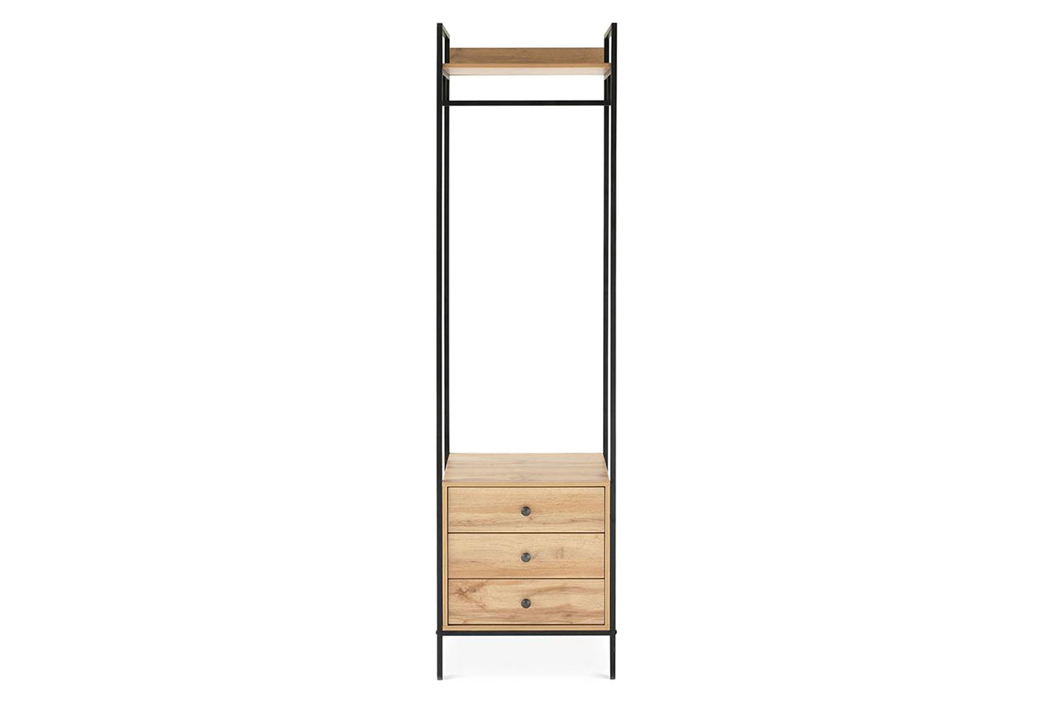 Zion Open Wardrobe | 3 Drawer | Oak Effect