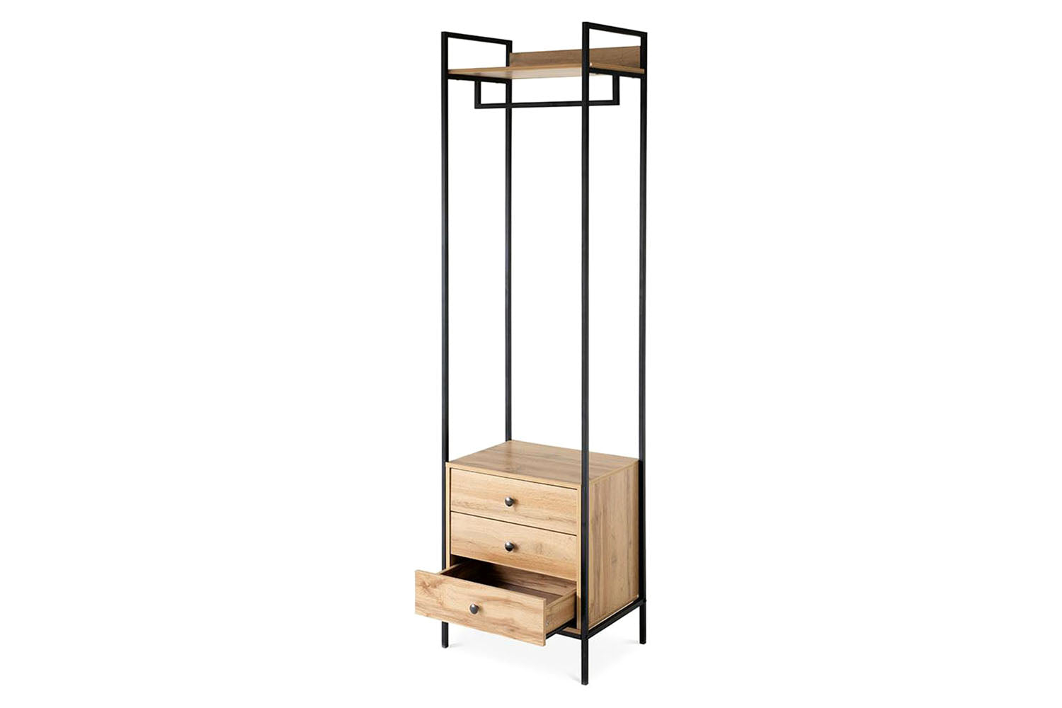 Zion Open Wardrobe | 3 Drawer | Oak Effect-5