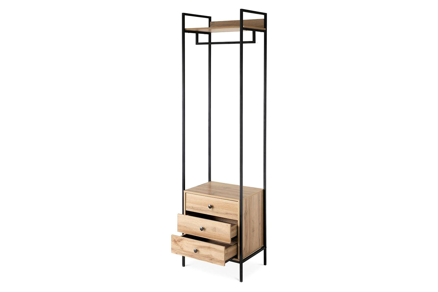 Zion Open Wardrobe | 3 Drawer | Oak Effect-6