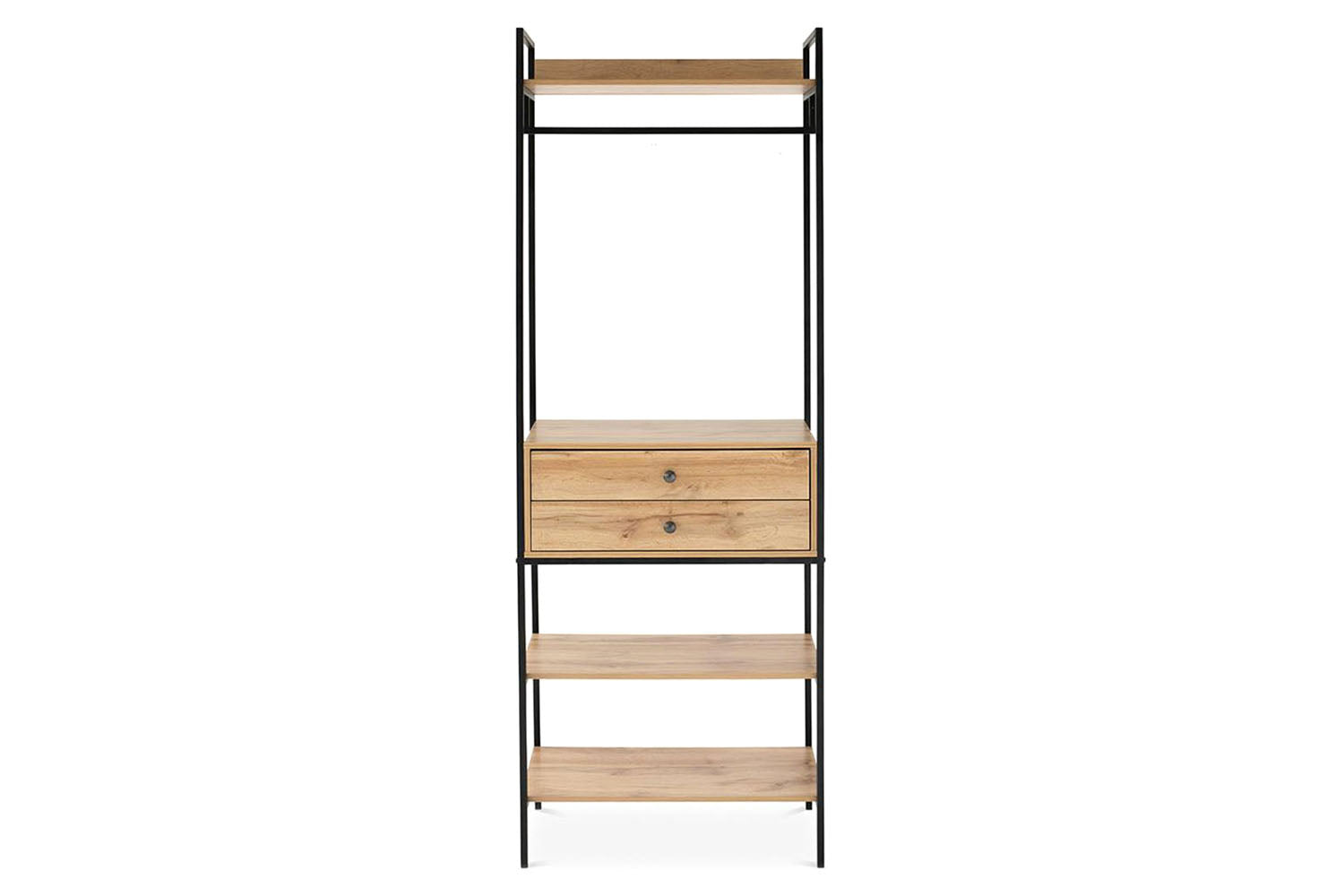 Zion Open Wardrobe | 2 Drawer Robe | Oak Effect
