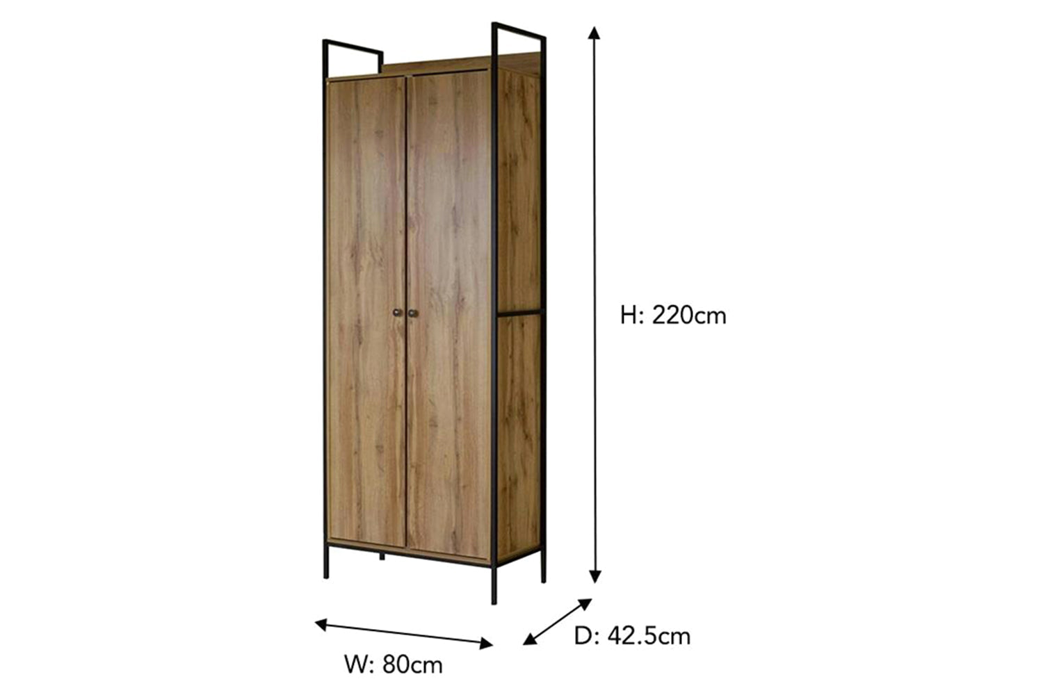 Zion Wardrobe | 2 Door | Oak Effect-3