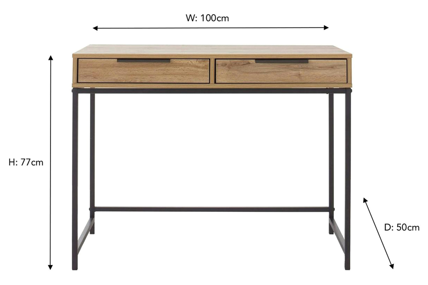 Zion Desk | 2 Drawer | Oak Effect-3